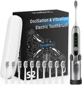 Adult Sonic Electric Toothbrush with 10 Brush Heads, Travel case, and Wall Bracket, Suitable for Both Adults and Children, IPX8 Waterproof, USB Charging, 42000VPM, Silver