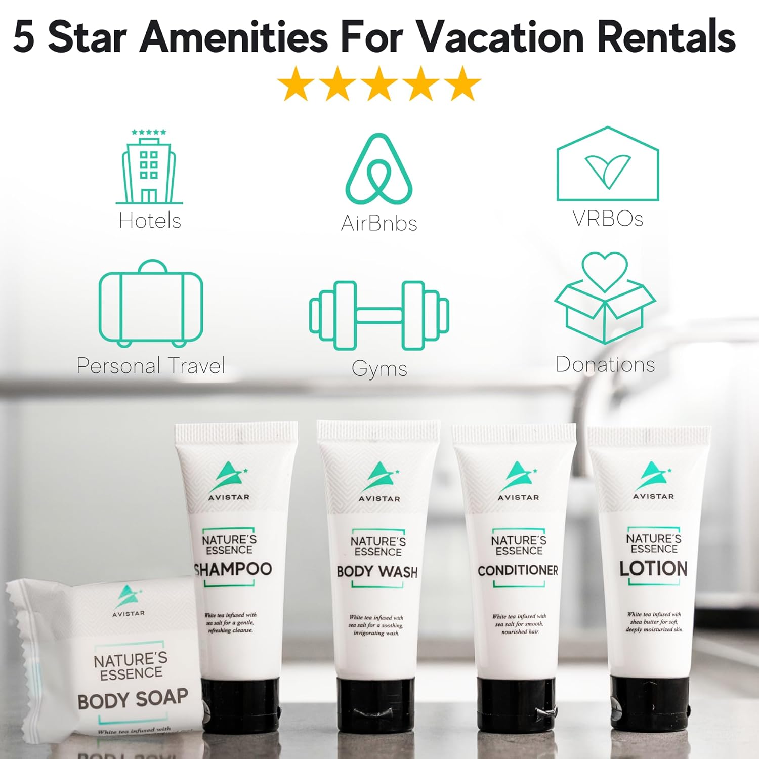 270 Piece Hotel Soap & Bulk Toiletries - Travel Essentials for Hosts & Guests - Hotel Shampoo & Conditioner Supplies for Guests, Hotel Toiletries Bulk Set, Mini Bulk Travel Size Toiletries