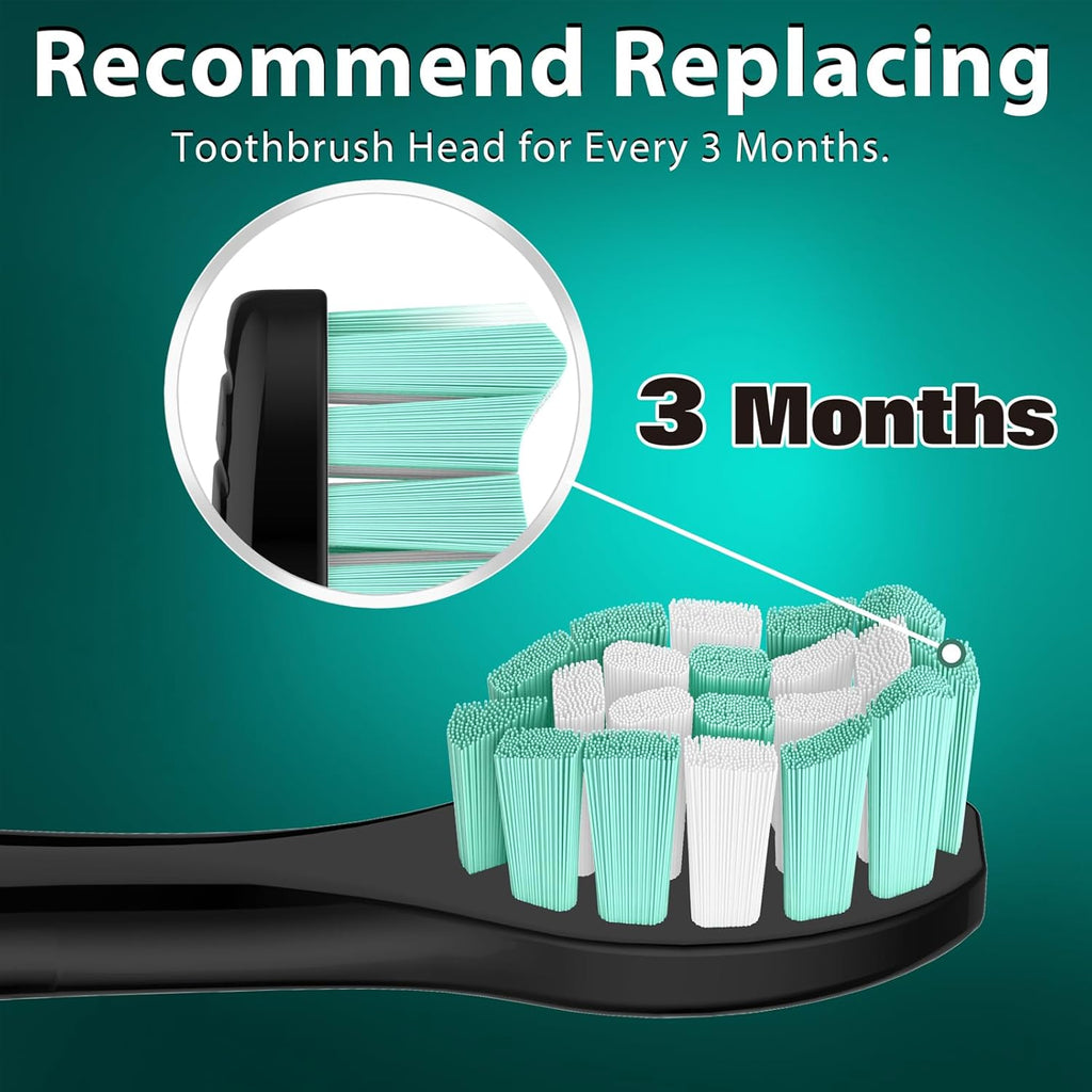 Toothbrush Heads for Philips Sonicare Replacement Heads, C2 Brush Head Compatible with Phillips Sonicare Click-on 4100 5100 6100 Electric Toothbrush, 4 Pack, Black