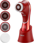Facial Cleansing Brush, Electric Face Scrubber, Facial Cleansing Brush Rechargeable IPX-7 Waterproof Rotating Face Scrubber for Exfoliating, Massaging and Deep Cleansing with 4 Brush Heads