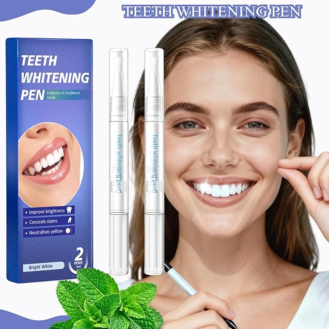 Teeth Whitening Pen, Teeth Whitener Kit Tooth Whitening Pen Gel Effective for Professionally Stain Removal, Portable, Painless, 2-Pack
