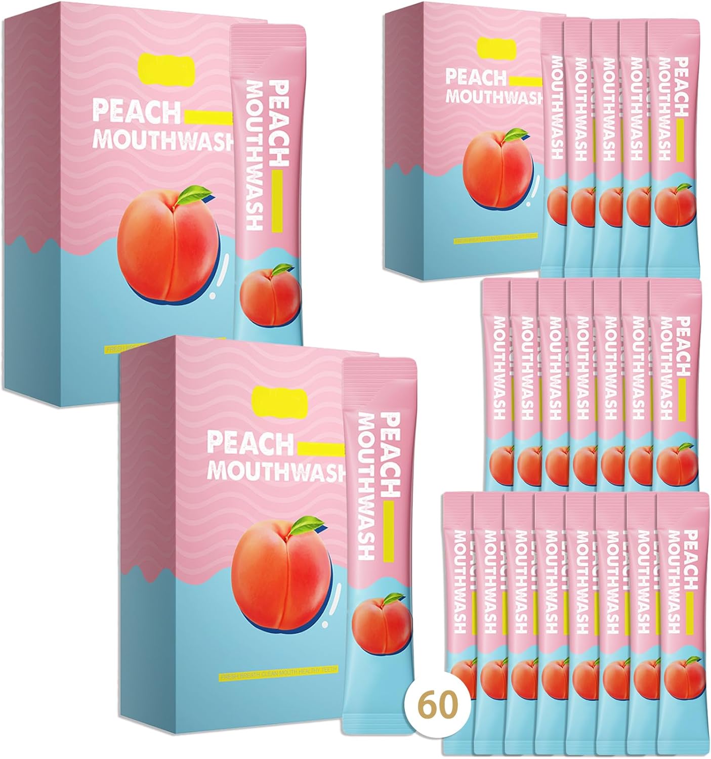 Travel Size Mouthwash,Mini Mouthwash Travel Size Bulk Portable Mouth Wash Set,Individual Small Travel Mouth Wash Packets for Fresh Breath(Pack of 60) A17