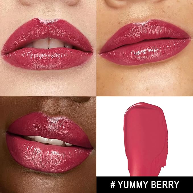 MAKI YIKA 3Pc Moisture Lipsticks for Women Pink Purple Berry Lipstick Hydrate Tinted Lip Balm for Dry Cracked Lips Glossy Lip Color, MA62/65/57