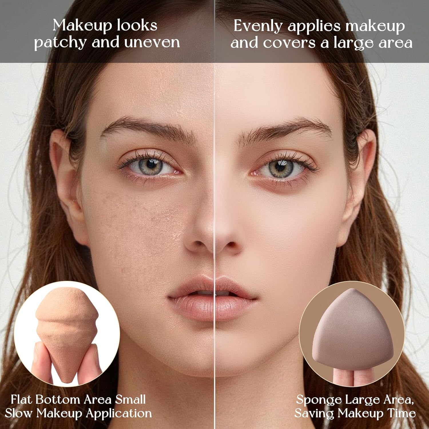 Makeup Sponge Set For Foundation Concealer, Triangle Powder Puff Soft Sponges Blender, Latex Free Blender Sponge For Liquid, Cream, and Powder Seamless & Flawless Makeup (Maillard 4 Set)