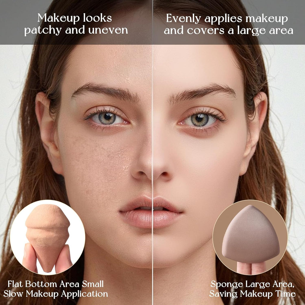 Makeup Sponge Set For Foundation Concealer, Triangle Powder Puff Soft Sponges Blender, Latex Free Blender Sponge For Liquid, Cream, and Powder Seamless & Flawless Makeup (Maillard 2 Set)