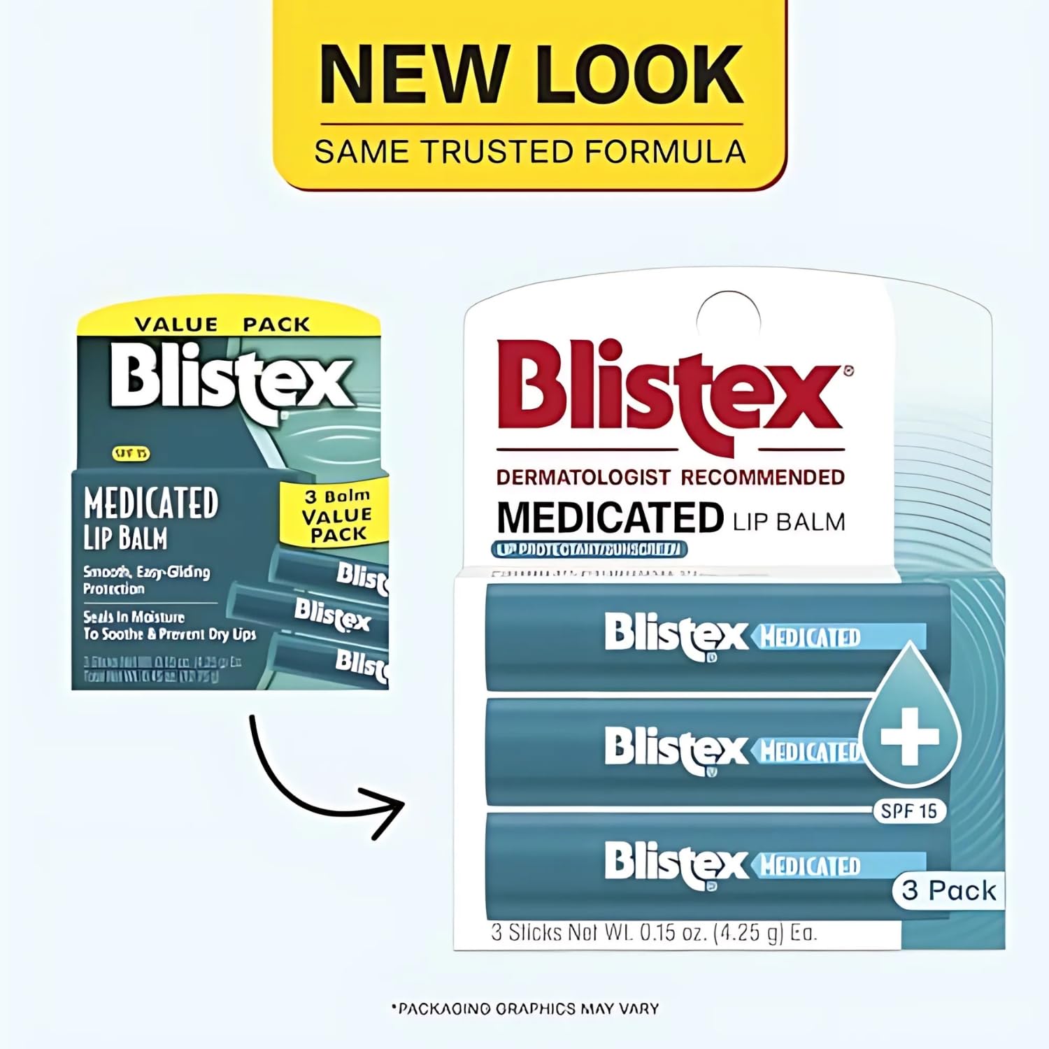 Blistex Medicated Lip Balm, 0.15 Ounce, 3 Count (Pack of 1) Prevent Dryness & Chapping, SPF 15 Sun Protection, Seals in Moisture, Hydrating Lip Balm, Easy Glide Formula for Full Coverage