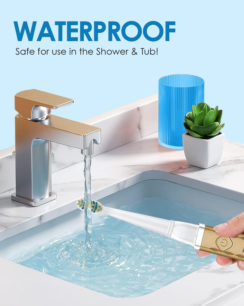 Voom Sonic Pro 3 Rechargeable Electric Toothbrush with Soft Dupont Nylon Bristles Dentist Recommended Portable Oral Care 2-Minute Timer 3 Adjustable Speeds Light Weight Design - Gold