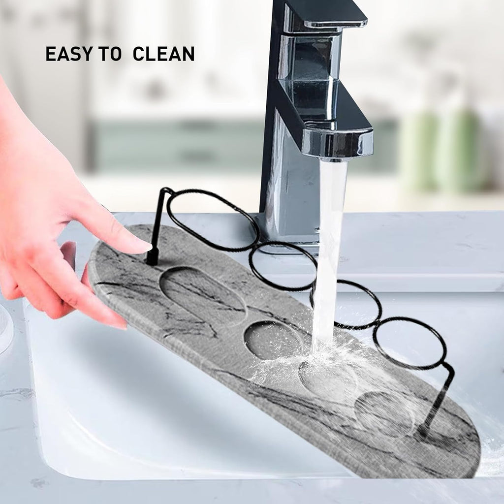 Toothbrush Holders for Bathroom, Metal Toothbrush Organizer with Diatomite Base, Water Absorption Quick Drying Bathroom Organizers and Storage,for Electric Toothbrush,Toothpaste,Razor,Makeup.