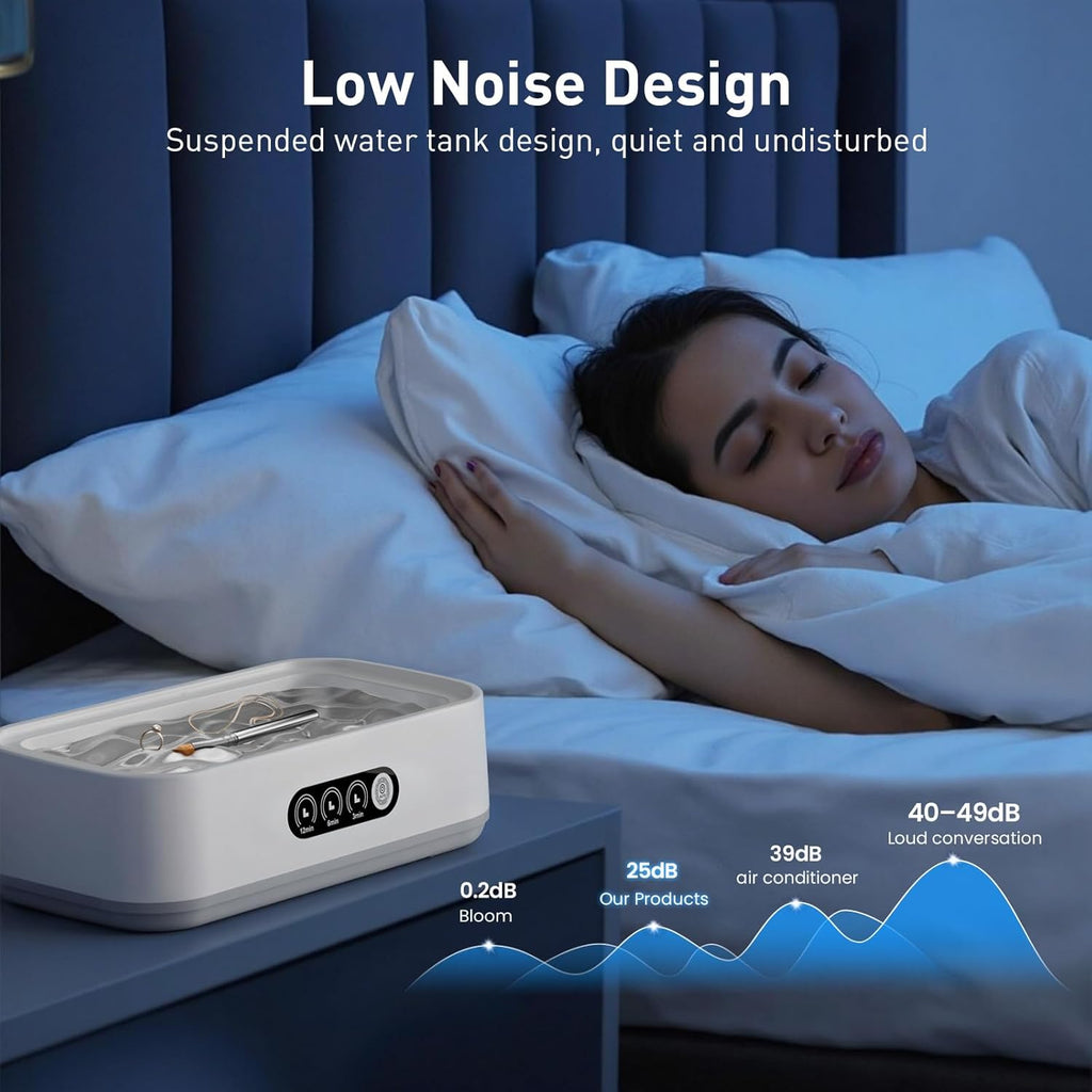 WINTERCRUSH Ultrasonic Retainer Cleaner for Tooth: 50KHz Jewelry Cleaner Deep Cleaning Machine - 650ML Dental Cleaning Pod for Dentures/Mouth Guards/Eyeglasses-3 Timers -Stainless Steel- Pink