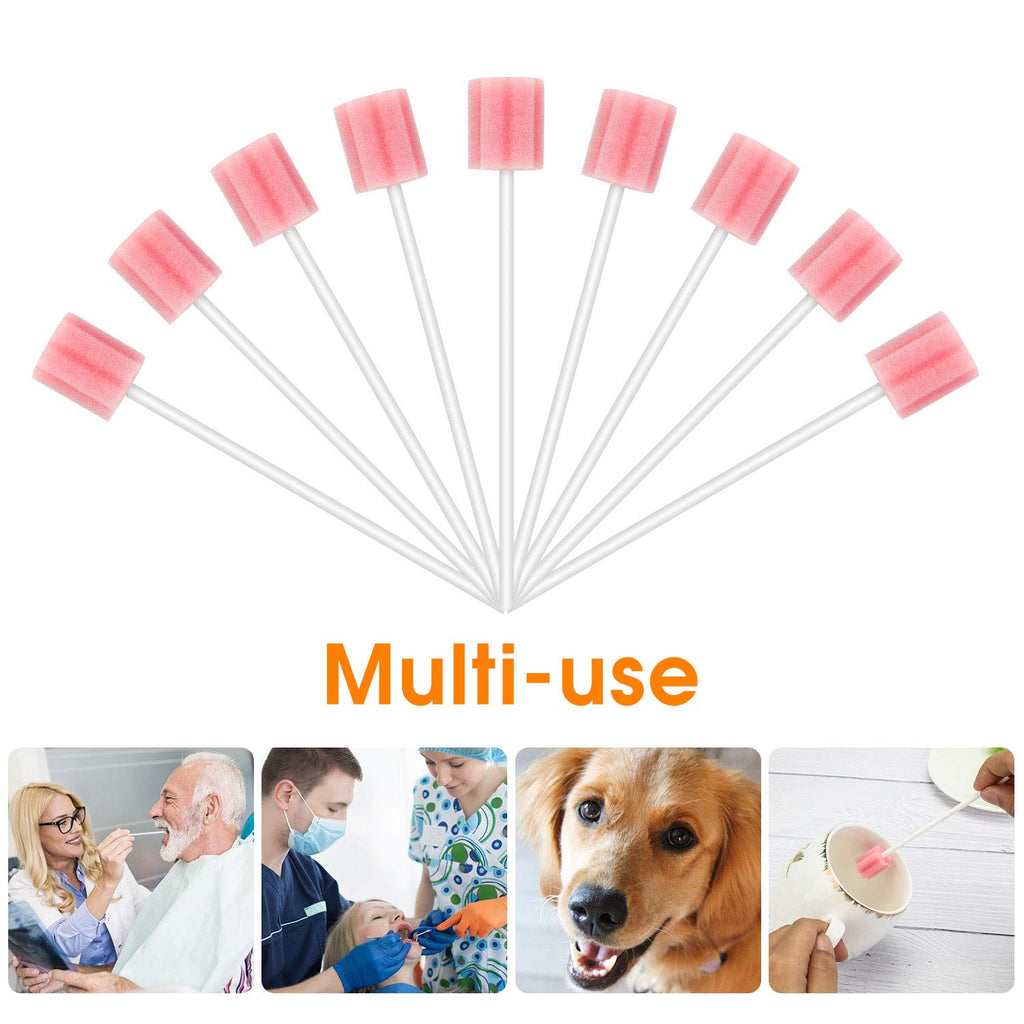 300 Pcs Oral Swabs Disposable – Longer Sterile & Unflavored Dental Sponge Swabsticks, Medical Grade, Individually Wrapped, Latex-Free for Oral Care & Mouth Cleaning (Pink 300)