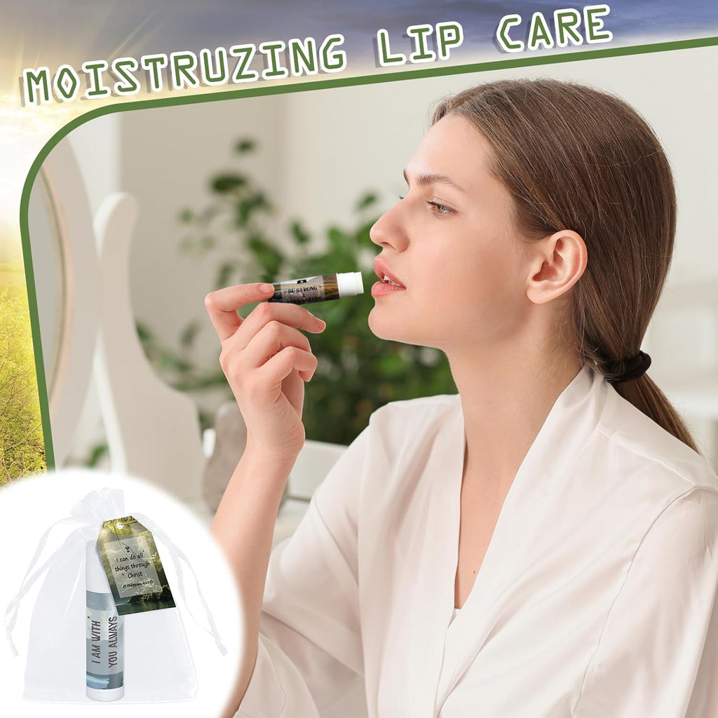 50 Sets Lip Balms Christian Gifts for Women Religious Scripture Bible Verse Inspirational Motivational Small Thank You Gift for Church Coworker Birthday Teacher 10 Styles Vanilla Flavor