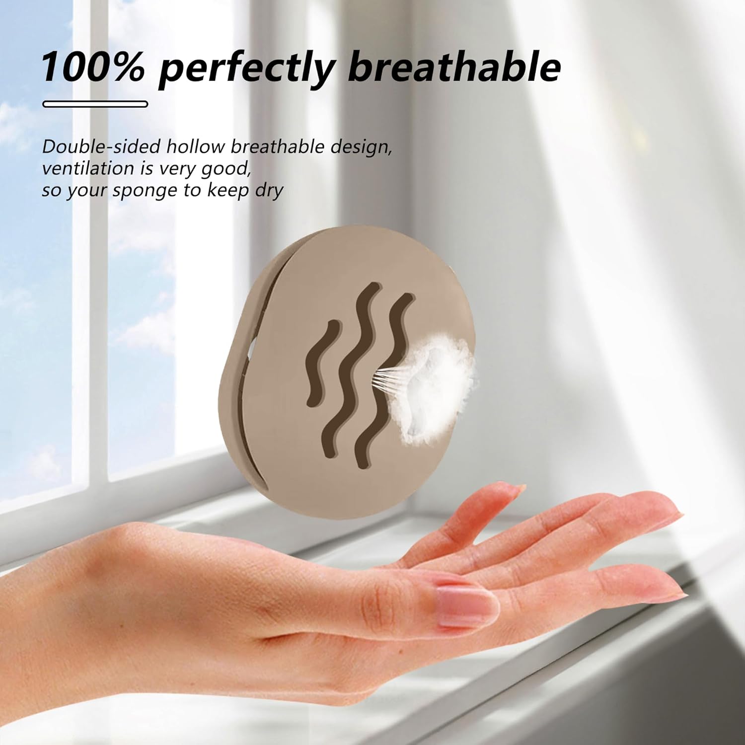 Makeup Sponge Holder Beauty Blender Case - Travel Storage Case for Beauty Blenders, Portable Organizer (Khaki)