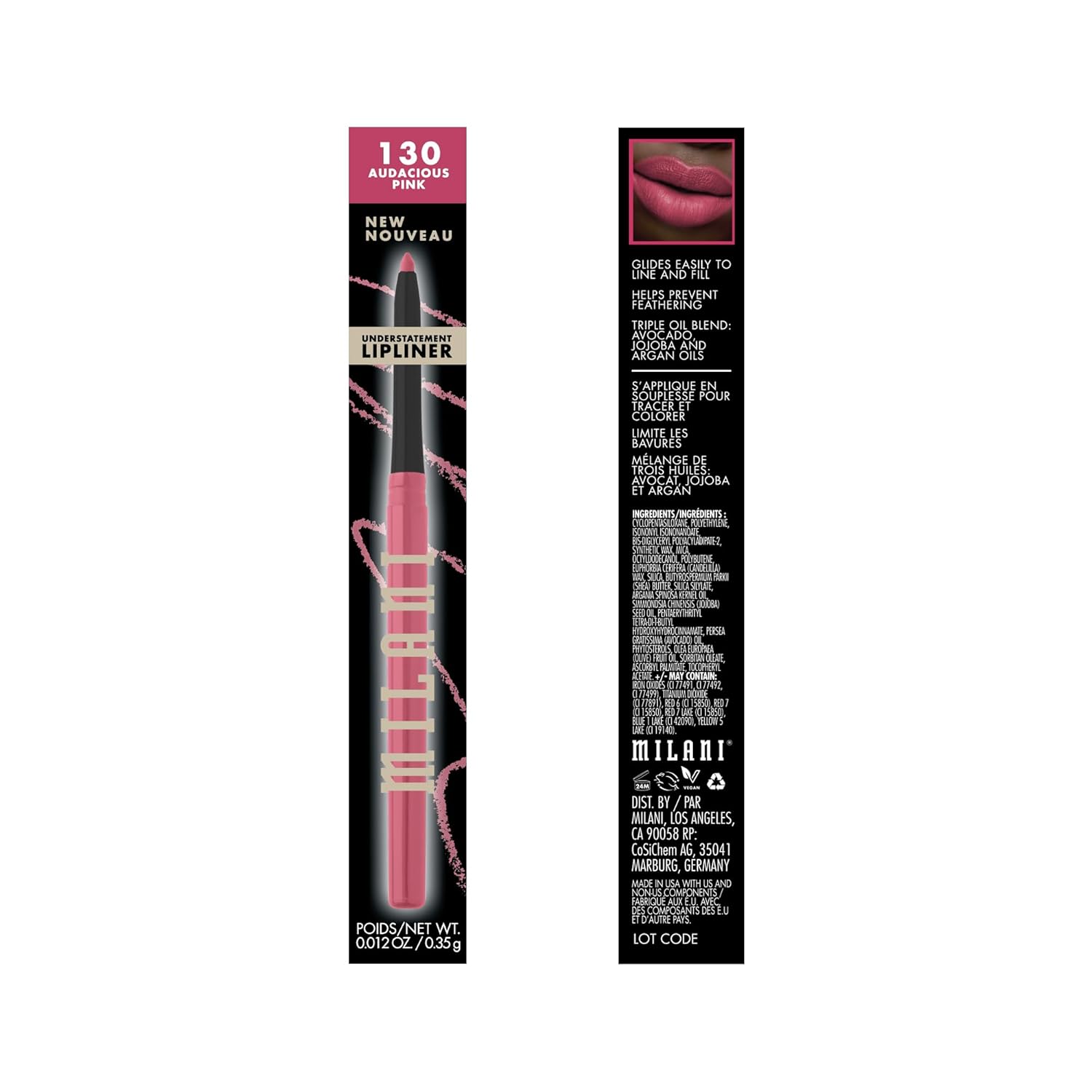 Milani Understatement Lipliner Pencil - Highly Pigmented Retractable Soft Lip Liner Pencil, Easy to Use Lip Makeup