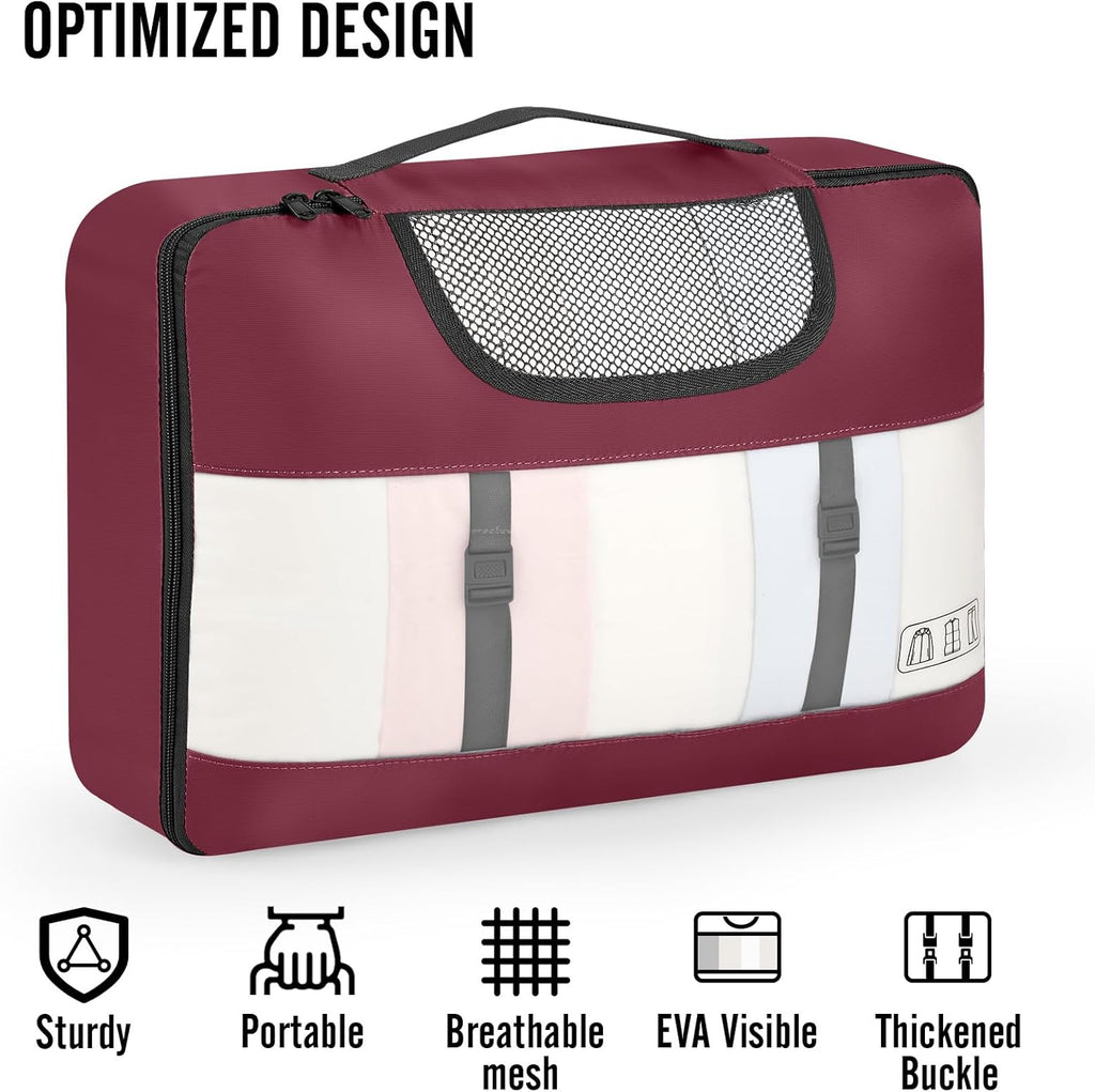 Veken 10 Set Packing Cubes for Travel Essential, Suitcase Organizer Bags in 4 Sizes, Carry-On Luggage Accessories with Large Laundry & Hanging Toiletry Bag, Must-Have for Airplane, Road Trip & Camping