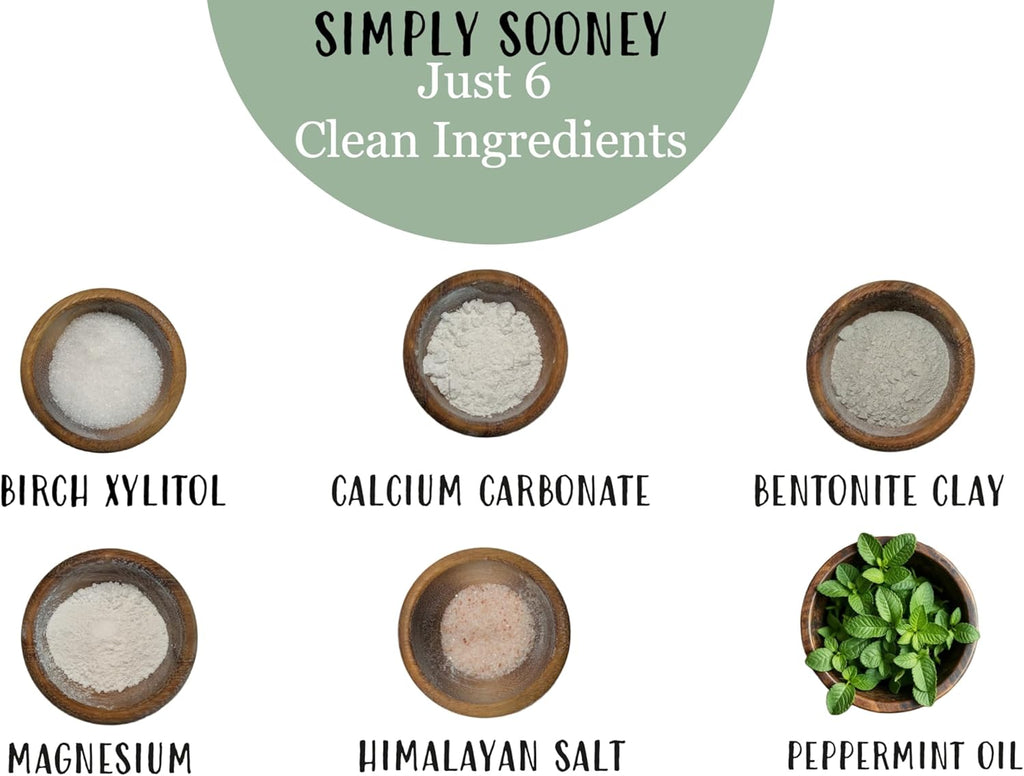 Simply Sooney Fluoride Free Remineralizing Toothpaste Powder I Vegan I Gluten Free I Organic Peppermint Essential Oil 1.5oz