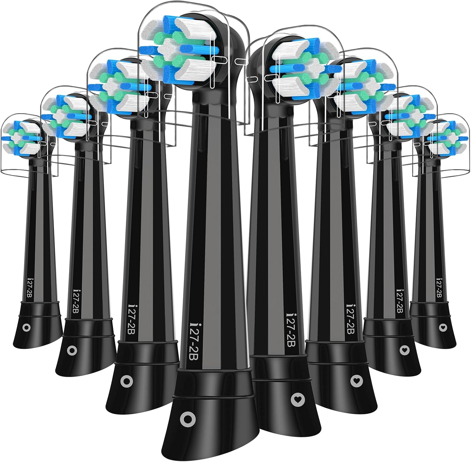8 Pack IO Replacement Heads Compatible with Oral B IO 2/3/4/5/6/7/8/9/10/Deep Clean Series Electric Toothbrushes, Brush Heads Compatible with Oral B iO (Black)