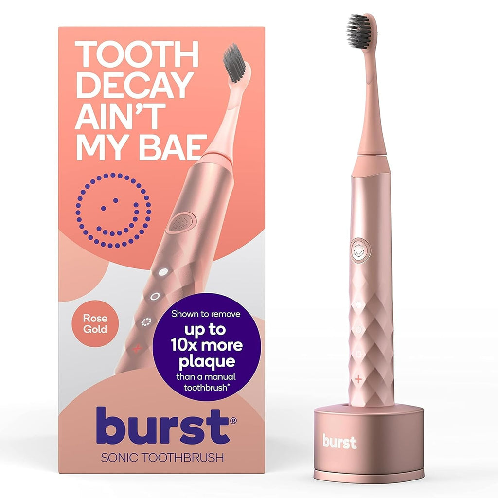 Burst Original Sonic Electric Toothbrush for Adults (Rose Gold) | Soft Bristle Clean Deep, Stain & Plaque Removal | 3 Modes: Teeth Whitening, Sensitive & Massage