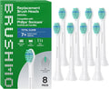 Brushmo Total Clean Replacement Toothbrush Heads, Compatible with Philips Sonicare Click-on Electric Toothbrush Handles, 8 Compact Heads for Hard-to-Reach Areas, Soft Dupont Bristles, BM628, White