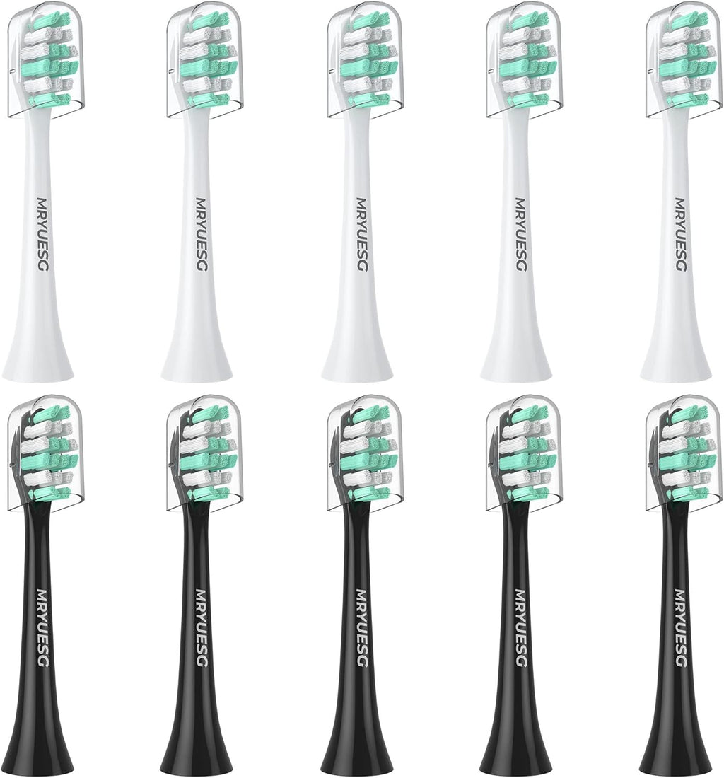 MRYUESG Replacement Heads Compatible with Philips Sonicare 10 Pack, 5 White + 5 Black, MRYUESG Electric Tooth-Brush Head for Phillips