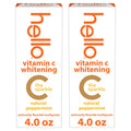 hello Vitamin C Whitening Toothpaste with Fluoride, Whitening SLS Free Toothpaste Pack, Up to 2 Shades Whiter Teeth, No Peroxide, Safe for Everyday Use, Natural Peppermint, 2 Pack, 4.0 Oz Tubes