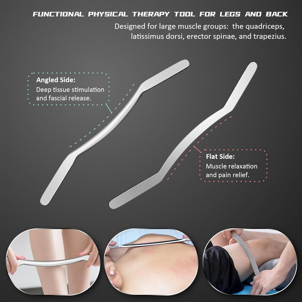 Stainless Steel Gua Sha Tools, 3 in 1 Muscle Scraper Tool, Metal Gua Sha Physical Therapy Equipment, Body Guasha, Myofascial Release,Scraping Tool Physical Therapy, Deep Tissue Massager for Knots