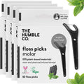 The Humble Co. Floss Picks (200 Count) – Plant Based Dental Floss Picks with Grip Handle for Superior Oral Care, Dental Hygiene, and Gum Health, Cruelty Free Tooth Floss Picks (Charcoal)