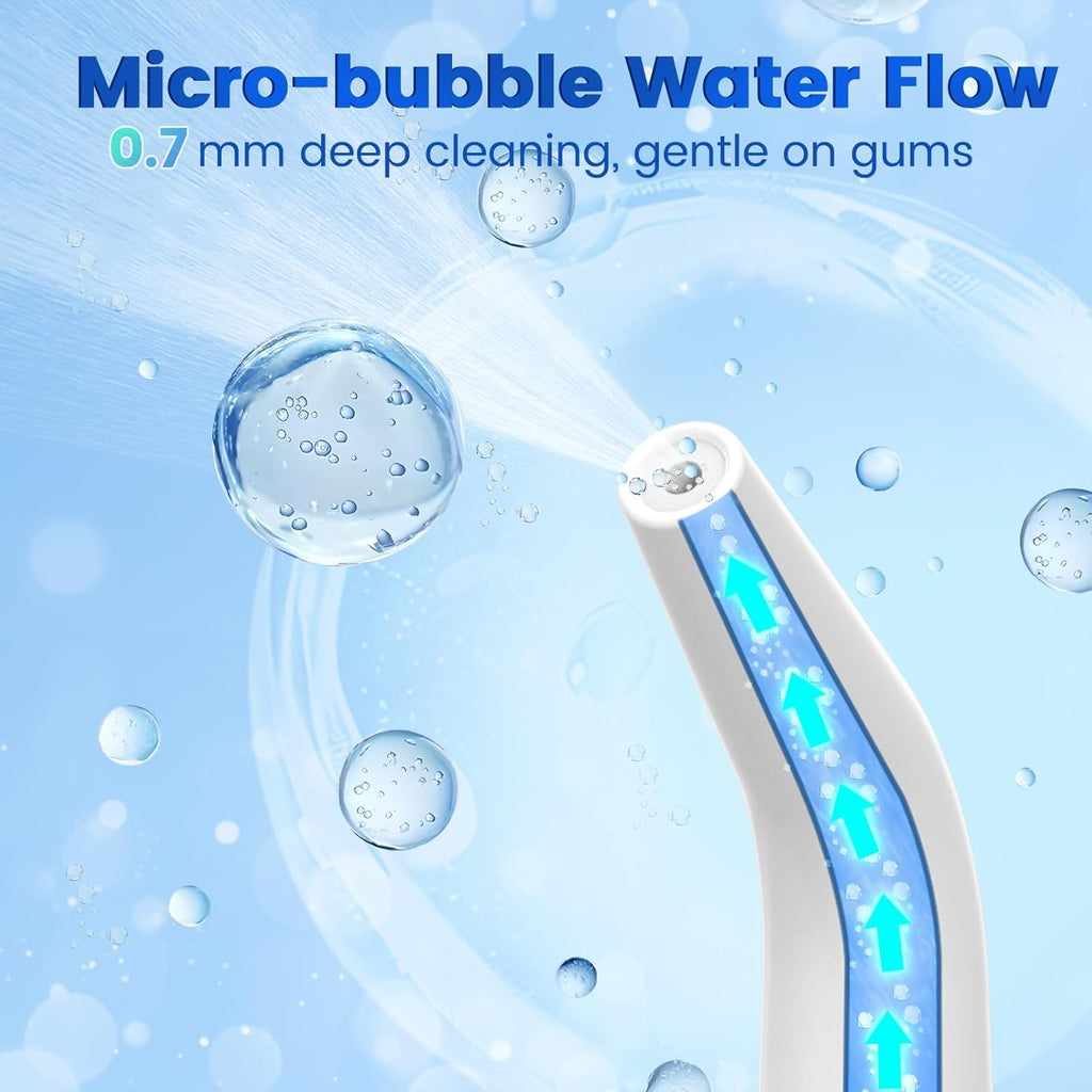 Water Flosser for Teeth, Portable Oral Irrigator Rechargeable Water Dental Flosser Pick with High Pressure 5 Jet Tips, IPX7 Travel Water Flossing for Brace Teeth Cleaner Gum Care