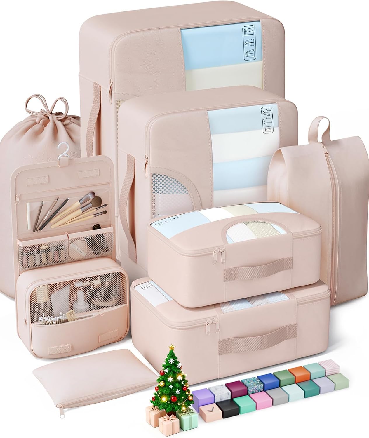 Veken 8 Set Packing Cubes for Travel, Birthday Gifts for Women Mom Her, Cruise Ship Essentials Accessories for Beach Vacation, Suitcase Organizer Bags for Luggage with Hanging Toiletry & Shoe Bag