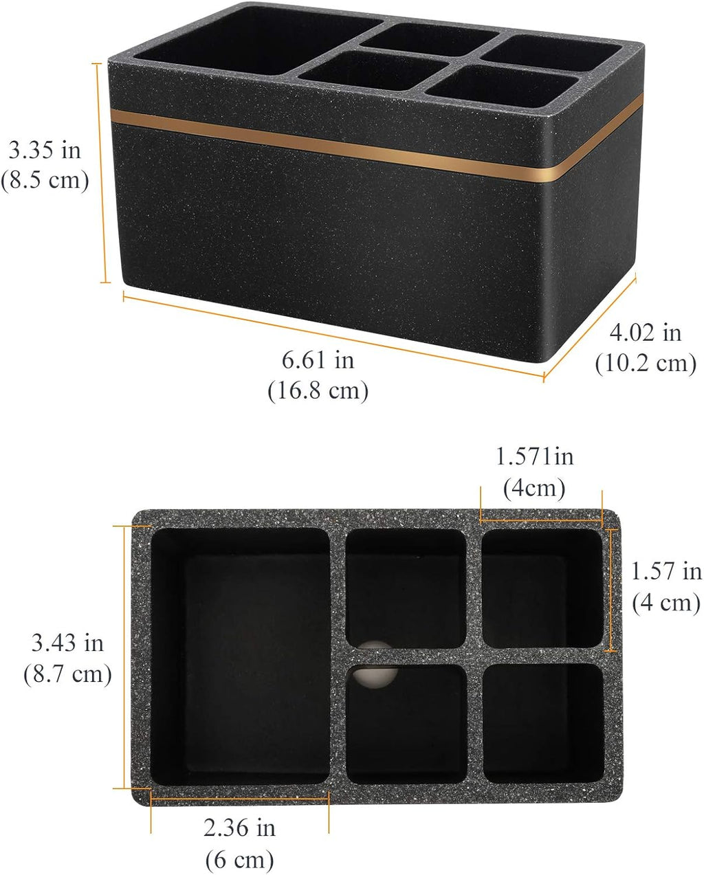 Shinowa Resin Toothbrush Holder, 5 Slots Hygienic Electric Toothbrush Holder Storage Stand Organizer for Toothbrush, Toothpaste, Razor, Gravel Black