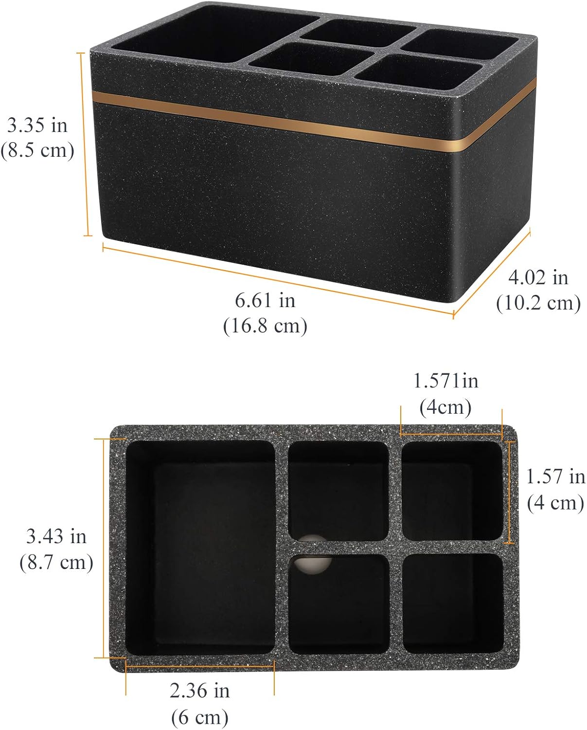 Shinowa Resin Toothbrush Holder, 5 Slots Hygienic Electric Toothbrush Holder Storage Stand Organizer for Toothbrush, Toothpaste, Razor, Gravel Black