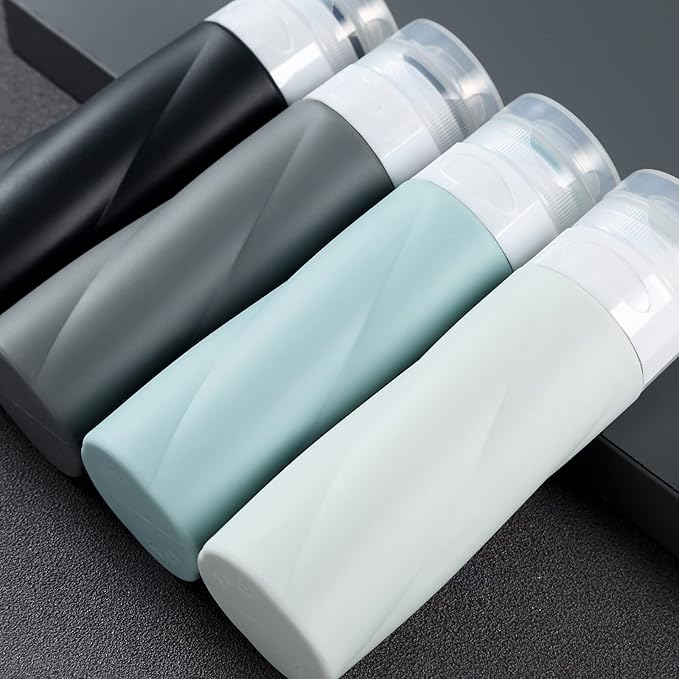 Gemice Travel Bottles for Toiletries, 3oz Tsa Approved Travel Size Containers BPA Free Leak Proof Travel Tubes Refillable Liquid Travel Accessories with Clear Toiletry Bag (4 Pack)