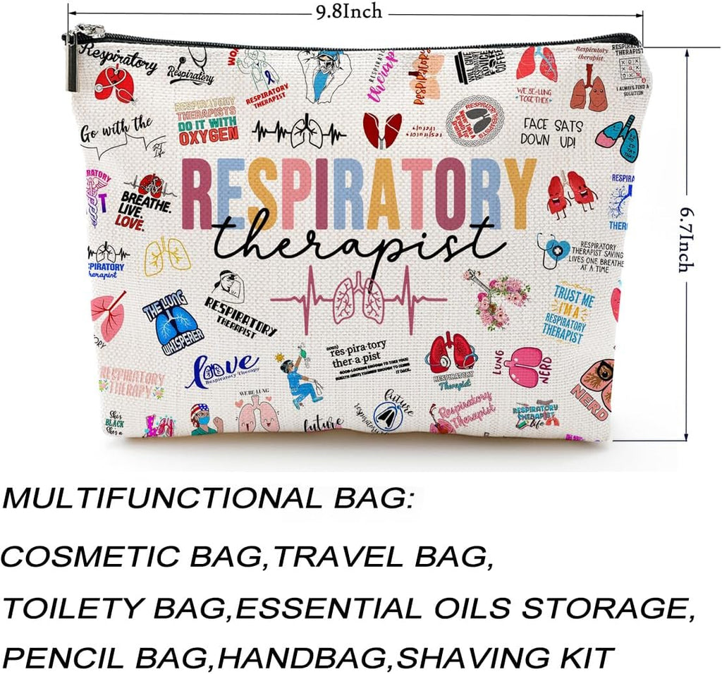 Respiratory Therapist Gifts Makeup Bag Respiratory Therapist Gifts RT Gift for Women Work Adult Humor Employee Pulmonology Nurse Coworker Graduation Birthday