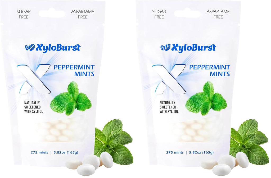 Xyloburst - Xylitol Mints | Sugar Free Breath Mints for Oral Health | Gluten Free, Vegan, Keto Friendly | Aspartame Free Mints | Peppermint | 275 Count (Pack of 2)