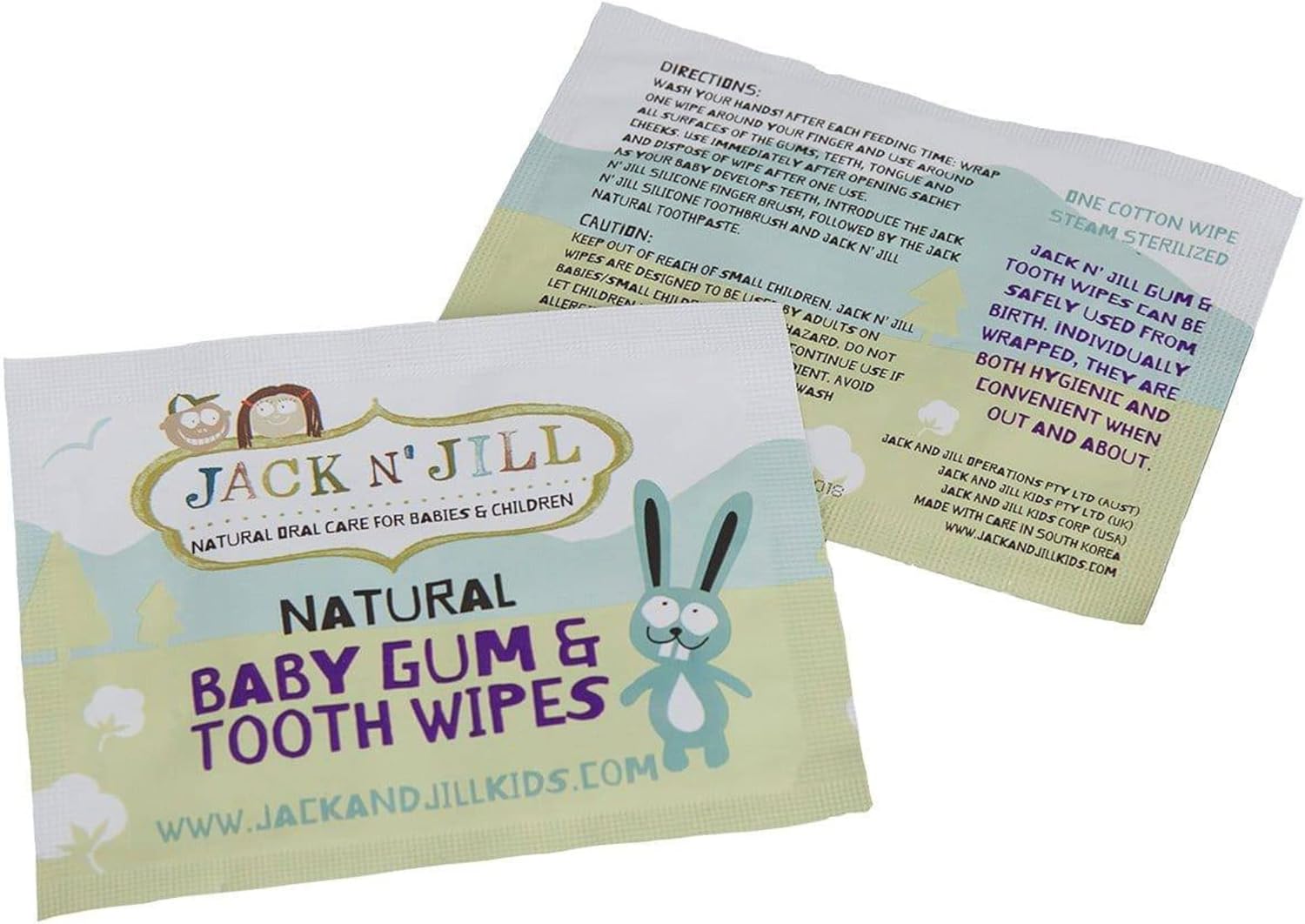 Jack N' Jill Baby Gum & Tooth Wipes - Neutral Flavor - All-Natural & Safe, 100% Soft Cotton, Steam Sterilized, Gently Textured - Fluoride Free, Sugar Free, Parabens Free - 25 Pack