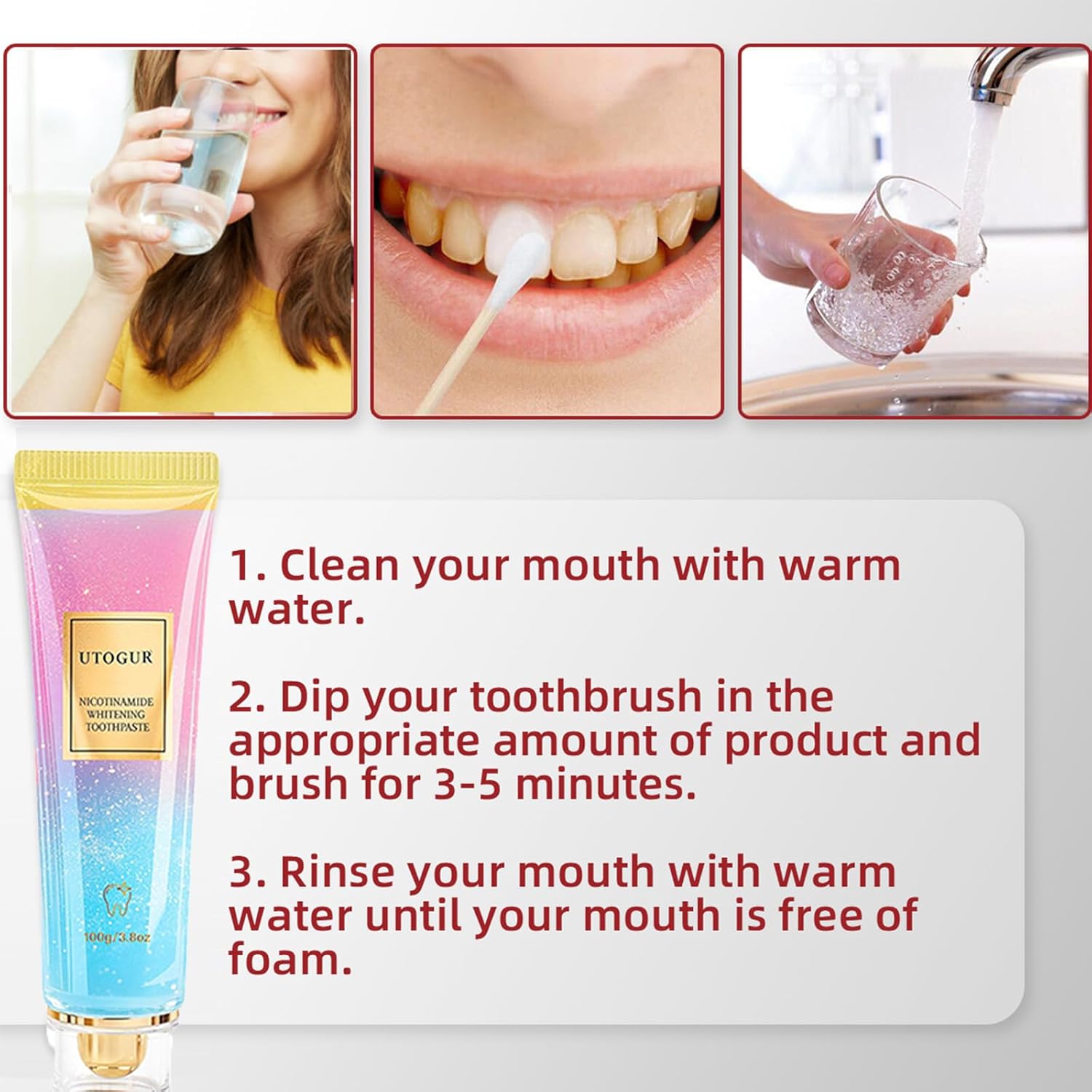 Probiotic Whitening Toothpaste, Utogur Toothpaste, Niacinamide Whitening Toothpastes, Effectively Whitens Teeth, Natural Gentle Remove Tooth Stains (1)