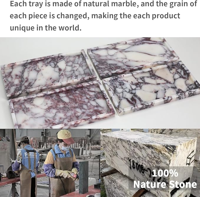 100% Natural Luxury Calaccata Viola Marble Small Hand Towel Tray Holder Organizer, Makeup Bathroom Holder