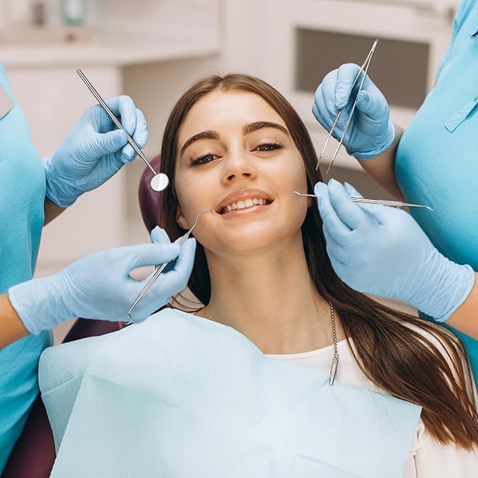 6 Pcs Dental Tools Set, Stainless Steel Teeth Cleaning Tools with Case, Including Dental Mirror, Plaque Tartar Remover for Teeth, Tweezers, Probe, and Pick Scaler for Oral Care