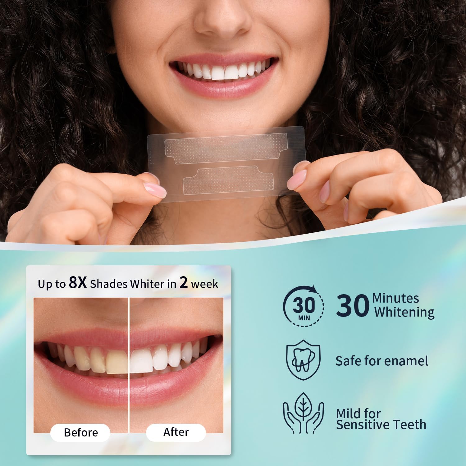 Teeth Whitening Strips 7 Treatments Kit - Contain Teeth Whitening Pen，Sensitive Teeth Whitener, Non-Slip, Dry Strip Technology for Coffee, Wine, Tobacco, and Other Stains (14 Strips)