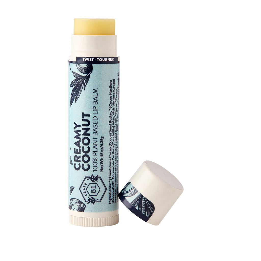 Crate 61 Lip Balm 3-Pack – Creamy Coconut – Plastic-Free Plant Pod® Tube – Made with USDA Organic Ingredients – Natural Lip Care for Dry Lips – Safe for Men, Women & Kids