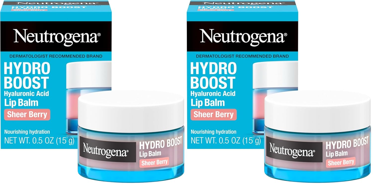 Neutrogena Hydro Boost Hyaluronic Acid Lip Balm, Nourishing Vitamin E Leaves Lips Feeling Hydrated, Sheer Pink Tinted Color with a Sweet Berry Flavor, Sheer Berry, 0.5 oz (Pack of 2)