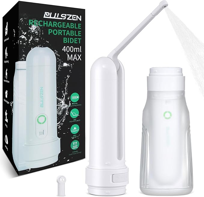400ML Portable Bidet for Travel/Toilet, Electric Peri Bottle with 3 Spray Modes & IPX7 Waterproof, Rechargeable Handheld Bidet Sprayer for Women, Men, and Baby Care