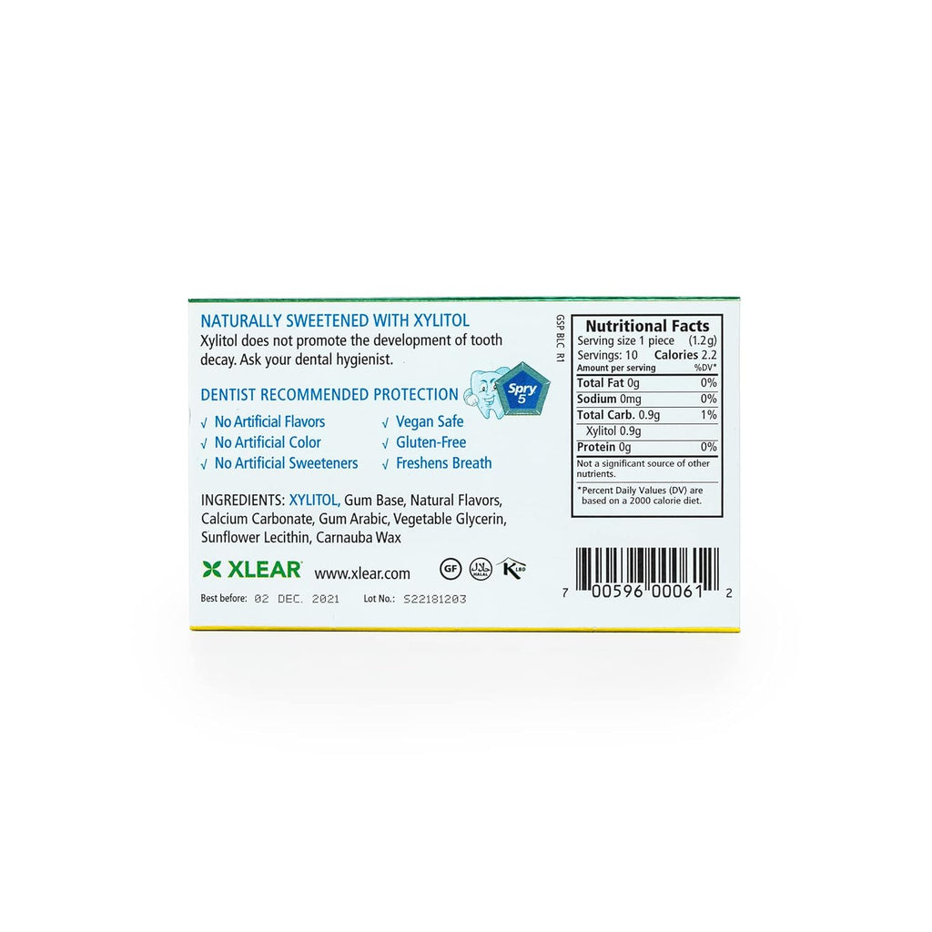 Spry Fresh Natural Xylitol Chewing Gum Dental Defense System - Aspartame-Free, Sugar-Free, Non-GMO, Gluten-Free (Spearmint, 10 Count Blister Cards - Pack of 20)