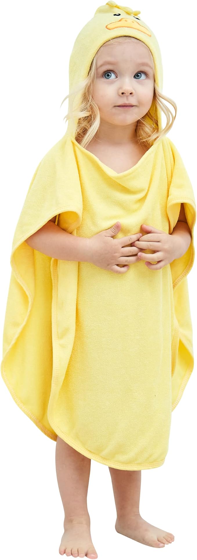 HIPHOP PANDA Hooded Towel - Rayon Made from Bamboo, Bath Towel with Bear Ears for Newborn, Babie, Toddler, Infant - Absorbent Large Baby Towel - Yellow Duck, 21.5 x 22.5 Inch