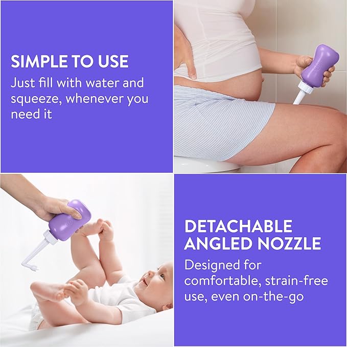 Peri Bottle - Portable Travel Bidet for Men or Women - Labour and Maternity Hospital Bag Essentials - After Birth Recovery Tools for Postpartum Mum - Perineal Spray Bottle