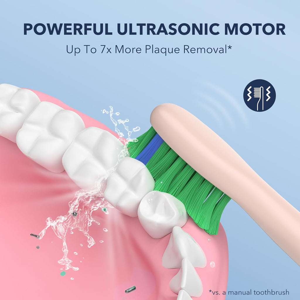 ARISSON Sonic Electric Toothbrush for Adults and Kids, 40,000 VPM Power Toothbrush, 1.5H Fast Charge Ultrasonic Electric Toothbrushes with 2 Minutes Smart Timer, 1.6 Oz Travel Toothbrush, Desert Sand