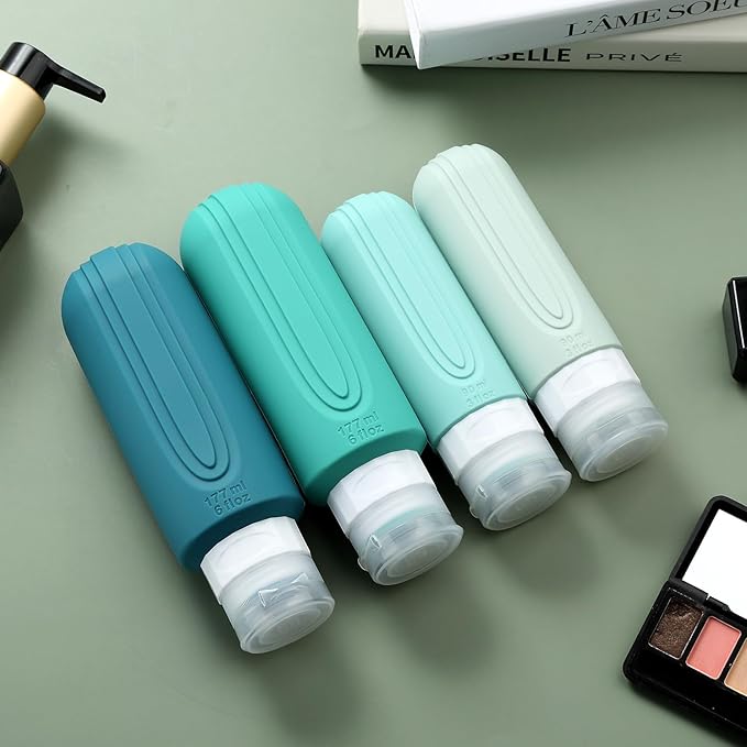 16 Pack Travel Bottles for Toiletries, Oversize 6oz Silicone Travel Containers, Leak Proof Refillable Liquid Shampoo And Conditioner Travel Essentials