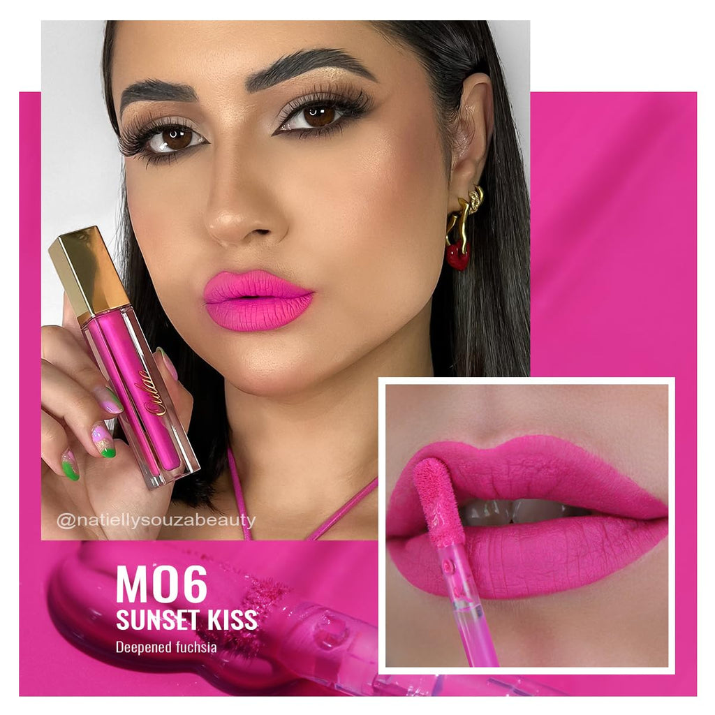 Oulac Matte Liquid Lipstick for Women 3PCS, Bright Pink Lip Stain Long Lasting Waterproof, No Transfer, Creamy High Pigmented Formula, Vegan & Cruelty-Free. Pink Set【M06+M09+M10】