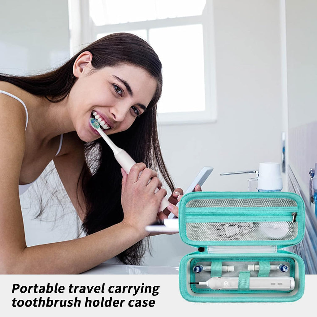 Toothbrush Travel Case Compatible with Oral-B Pro 1000, 2000, 3000, 3500, 1500/ for Philips Sonicare ProtectiveClean 4100 5100 Electric Toothbrush with Mesh Pocket for Accessories - White (Bag Only)
