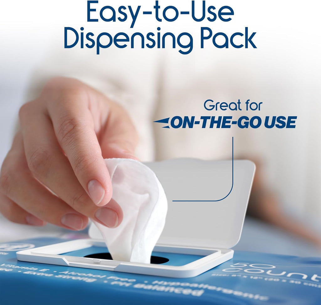 Inspire Adult Wet Wipes, Wash Cloths | Adult Wipes for Incontinence & Cleansing for Elderly, 8"x12" Count 12 packs of 50