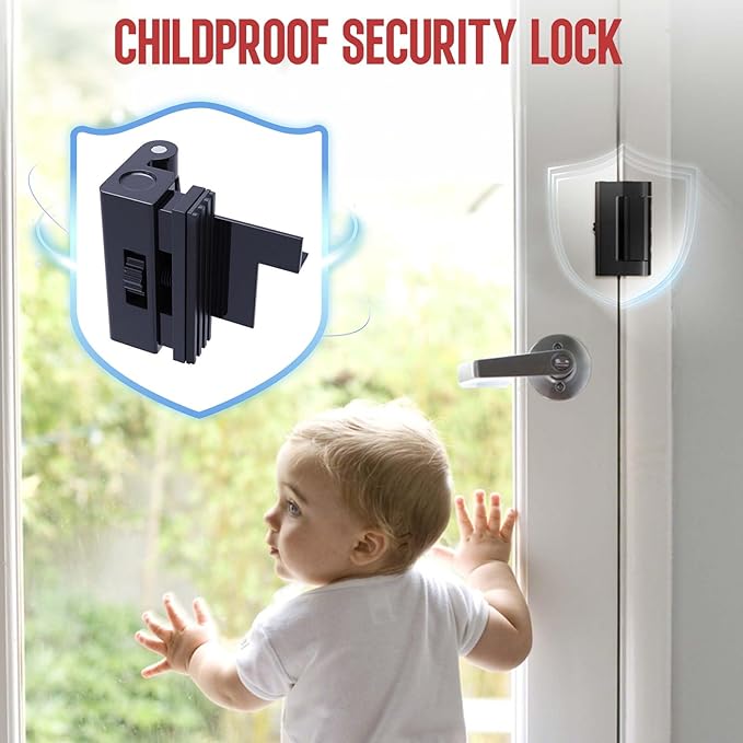 Portable Door Lock for Travel - No Drill Adjustable Latch, Hotel & Apartment Security, Child Proof Interior Defender for Inward Swinging Doors.（Black-1PCS）